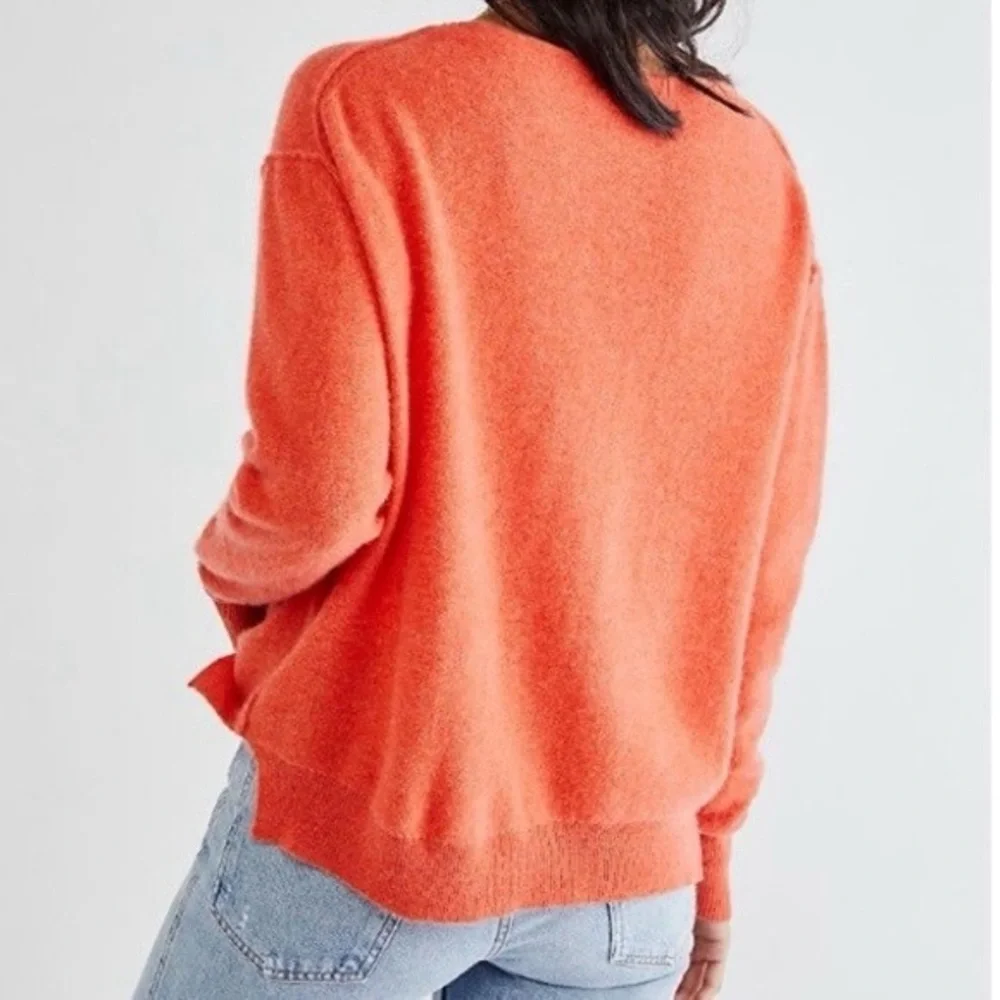 Free People Harmony Cashmere V-Neck Sweater - Coral XS